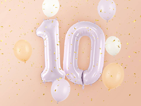 Balon foliowy CYFRA 0 pastelowy fioletowy 72 cm