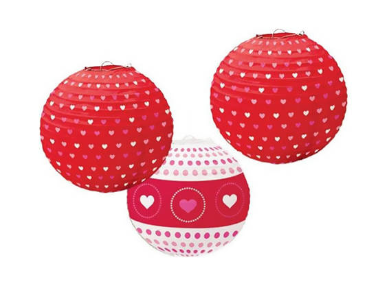 Lampiony dekoracyjne kula 3 szt Serca