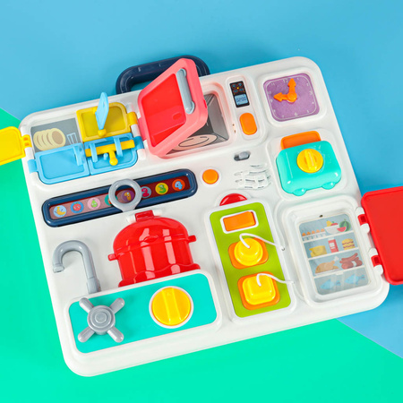 Tablica manipulacyjna sensoryczna montessori kuchnia zegar światło dźwięk