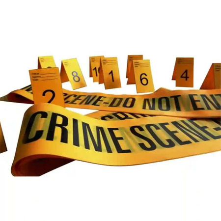 Dekoracja MIEJSCE ZBRODNI taśma policyjna i numerki