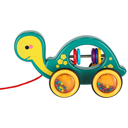 Żółwik do ciągania na sznurku zabawka sensoryczna mobilna grzechotka