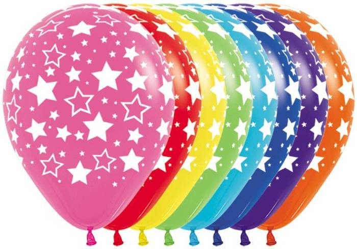 Balony Sempertex Duże Gwiazdki 12'' 12 szt Mix kolorów