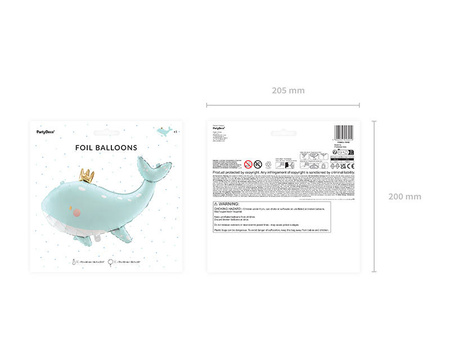 Wieloryb błękitny balon foliowy 93x60 cm