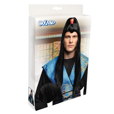 Peruka długa czarna Samuraj wojownik