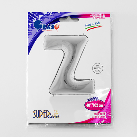 Balon foliowy litera Z alfabet srebrna 40 cali