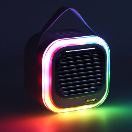 Zestaw do karaoke głośnik XL Bluetooth 2 mikrofony USB LED 10W niebieski