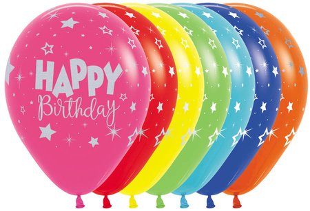 Balon Sempertex Happy Birthday Fantasy kolorowe 12 cali 1 szt. mix