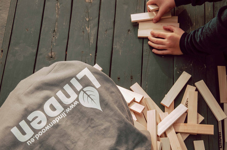 Klocki drewniane Linden, zestaw 500 szt. w worku żeglarskim