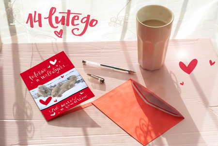 Kartka okolicznościowa Walentynki "Podobno w Walentynki czuć miłość w powietrzu" Misie polarne