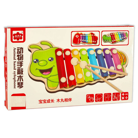 Cymbałki drewniane kolorowe dla dzieci szkolne edukacyjne pałki pałeczki krokodyl