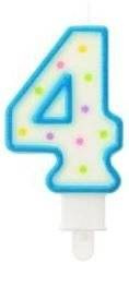Świeczka urodzinowa "4" kropeczki niebieska