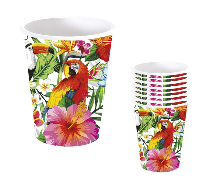 Kubeczki papierowe HAWAII hawajskie kwiaty 240 ml 6 szt.