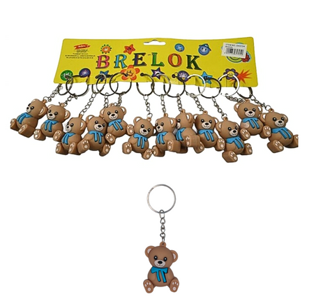 Brelok silikonowy Miś brązowy z kokardą