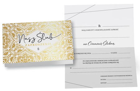 Zaproszenia Ślubne ornament 17 x 10 cm 5 szt.