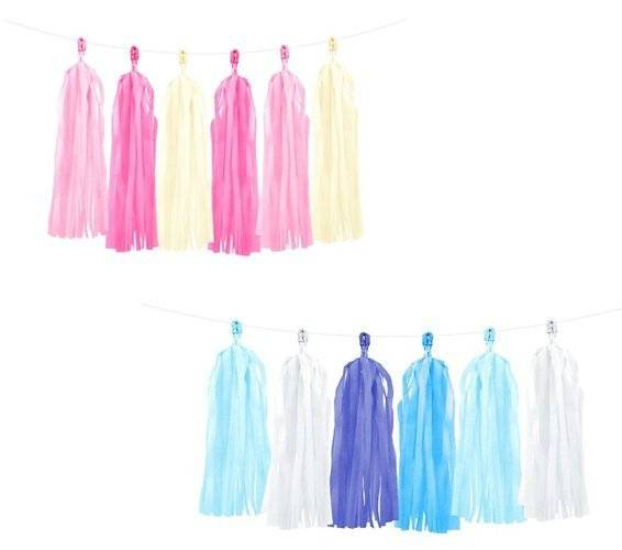 Girlanda frędzle frędzelki różowa lub niebieska