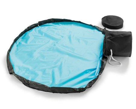 Kosz na zabawki z matą do zabawy 2w1 - NIEBIESKI