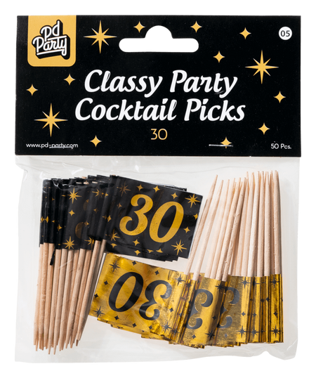 Toppery dekoracyjne, pikery na imprezę 30-ste urodziny 50 szt.