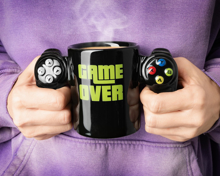 ZESTAW gracza GAME OVER kubek, podkładka, breloki