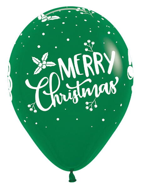 Balon gumowy świąteczny Merry Christmas z Mikołajem Sempertex 12 cali 1 szt.