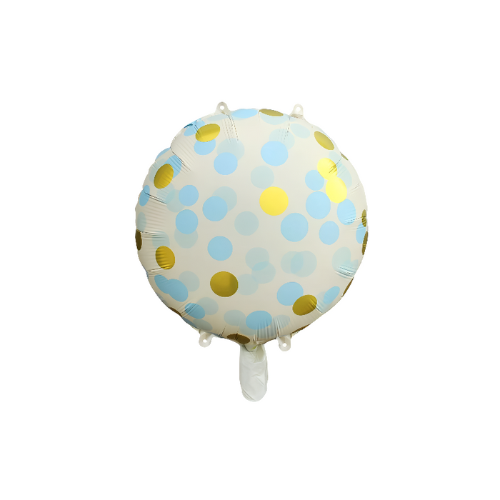 Kropki grochy okrągły balon foliowy błękitny 18 cali