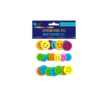 Naklejki z pianki z brokatem UŚMIECHY 30 szt