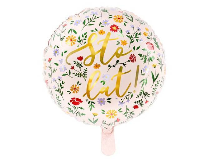 Sto lat! w kwiaty balon foliowy 35 cm