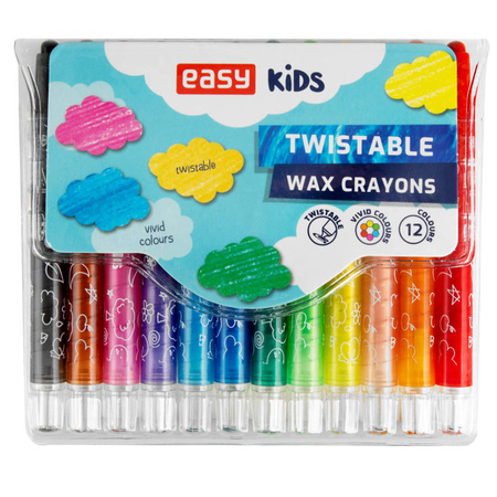 Kredki świecowe w sztyfcie wykręcane 12 kolorów Easy