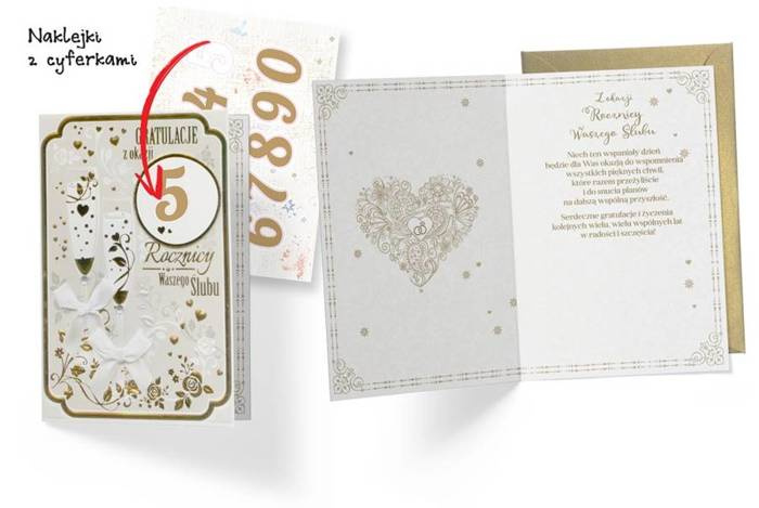 Kartka okolicznościowa ROCZNICA ŚLUBU Wymienne Cyferki