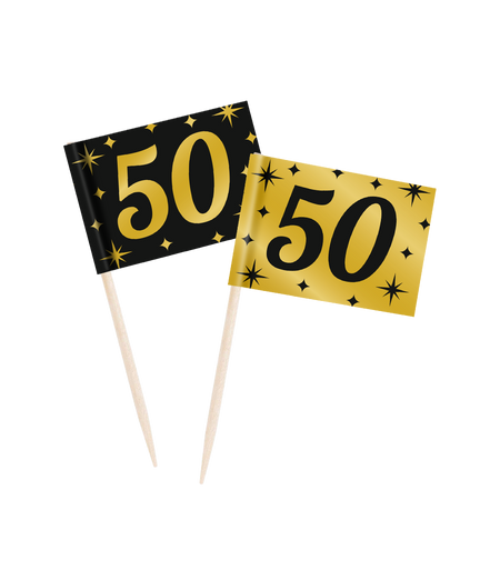 Toppery dekoracyjne, pikery na imprezę 50-ste urodziny  50 szt.