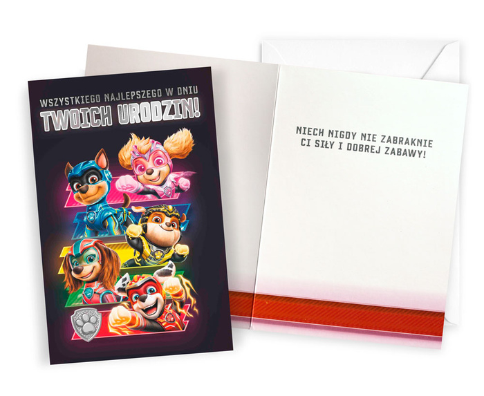 Kartka urodzinowa karnet Psi Patrol czarna