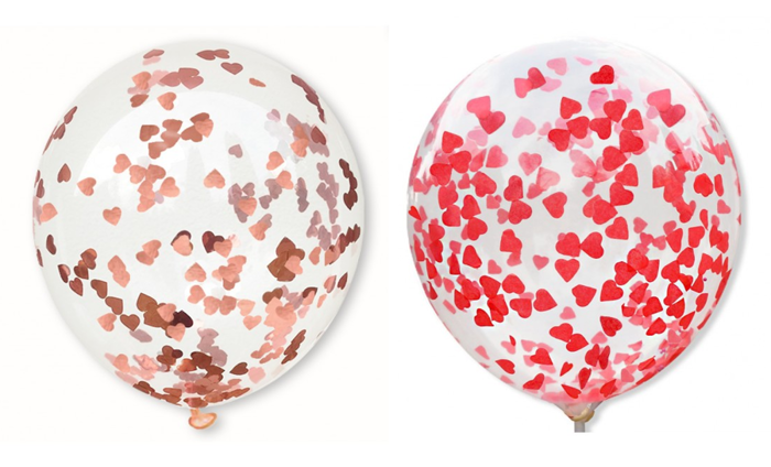 Balon przezroczysty z konfetti serca 1 szt. - kolor do wyboru