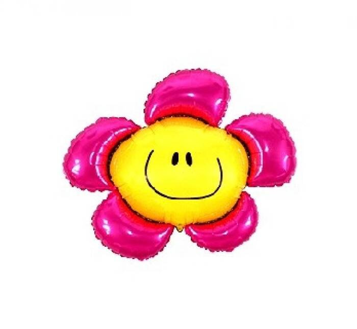 Balon foliowy kwiatek różowy 14 cali na powietrze / na patyk