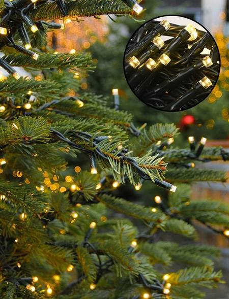 Lampki choinkowe solarne zewnętrzne 200 LED Biały ciepły