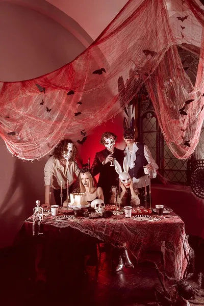 Opaska Rogi z tiulem Halloween 30x76 cm czarny