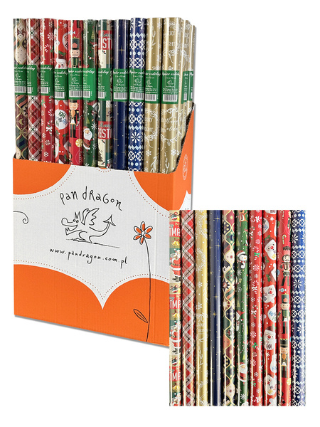 Papier ozdobny do pakowania prezentów Gwiazdka Boże Narodzenie PanDragon mix