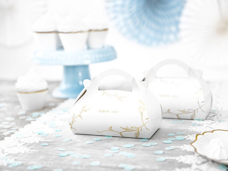 Pudełka na ciasto białe THANK YOU gałązki 10 szt.