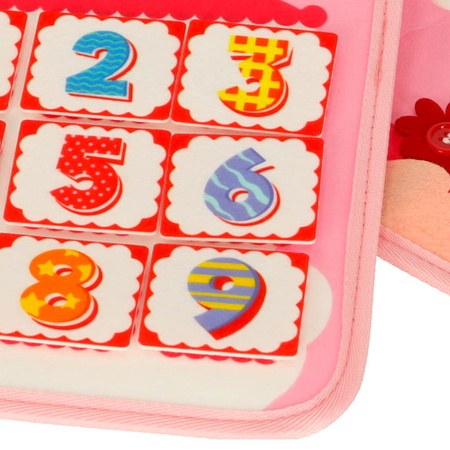 Tablica manipulacyjna sensoryczna montessori walizka plecak różowa