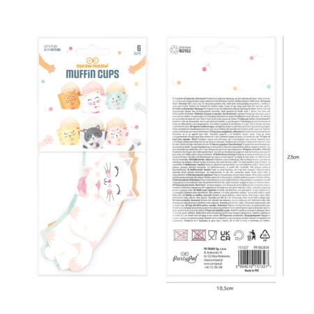 Papilotki do muffinek babeczke Kotki 6szt.