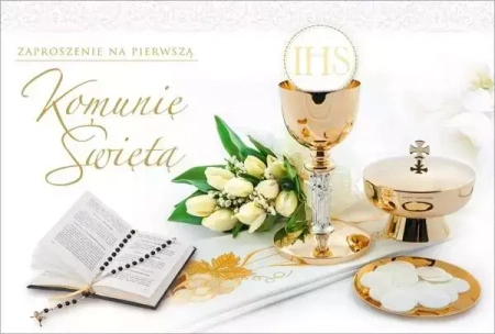 Zaproszenia Pierwsza Komunia Święta 15x10 cm 1 szt.