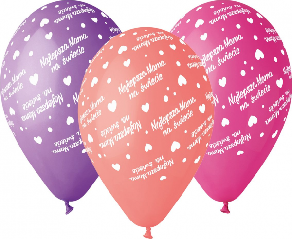 Najlepsza mama Dzień Matki balony lateksowe 12" 5 szt.