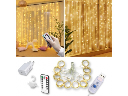 Girlanda lampki Świąteczne kurtyna 300 LED 3x3m