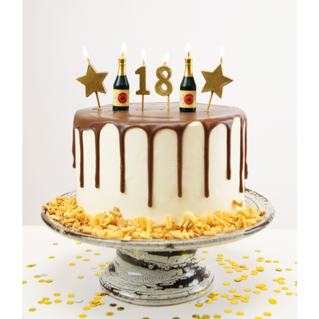 Zestaw świeczek na tort 18 urodziny złote 6 szt.