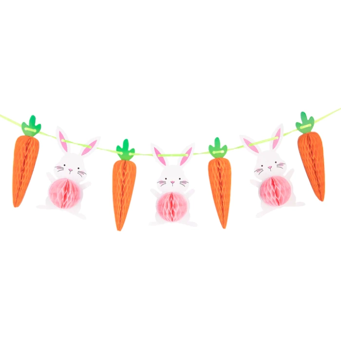 Girlanda wielkanocna króliki i marchewki Wielkanoc 3D 100cm