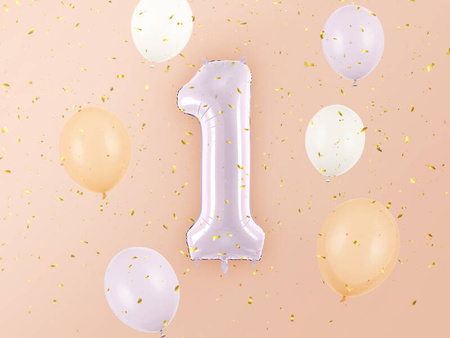 Balon foliowy CYFRA 1 pastelowy fioletowy 72 cm