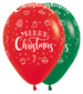 Balon gumowy świąteczny Merry Christmas Sempertex 12 cali 1 szt.