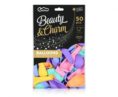 Balony lateksowe Beauty&Charm, makaronowe PASTEL MIX 12 cali 50 szt.
