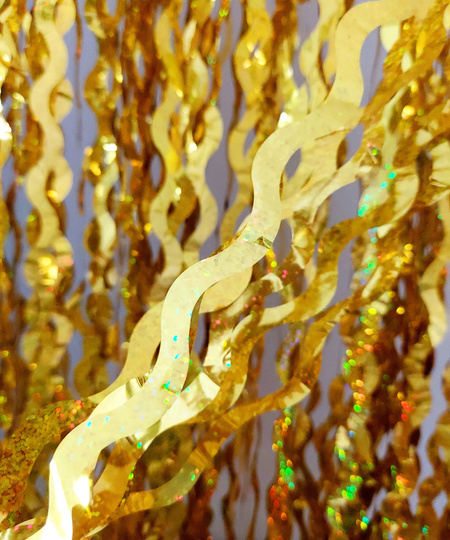 Kurtyna Party wisząca ZŁOTA spiralna holograficzna 100x200cm