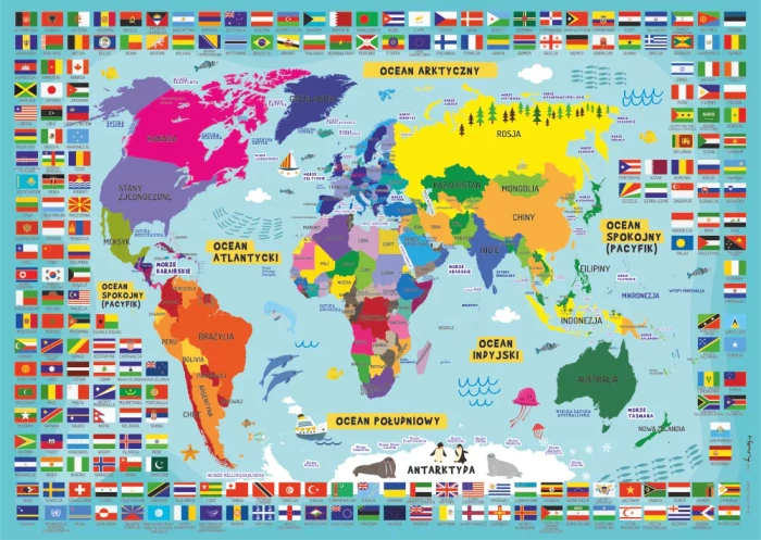Podkładka dwustronna na biurko B3 Mapa Świata