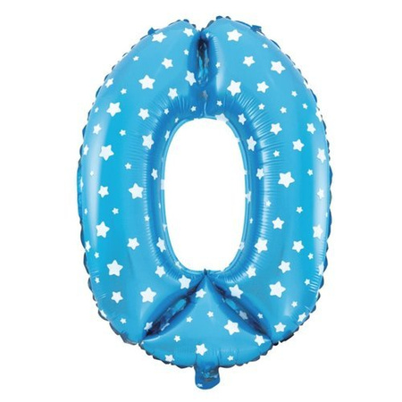 BALON foliowy CYFRA mała 40 cm NIEBIESKIE GWIAZDKI
