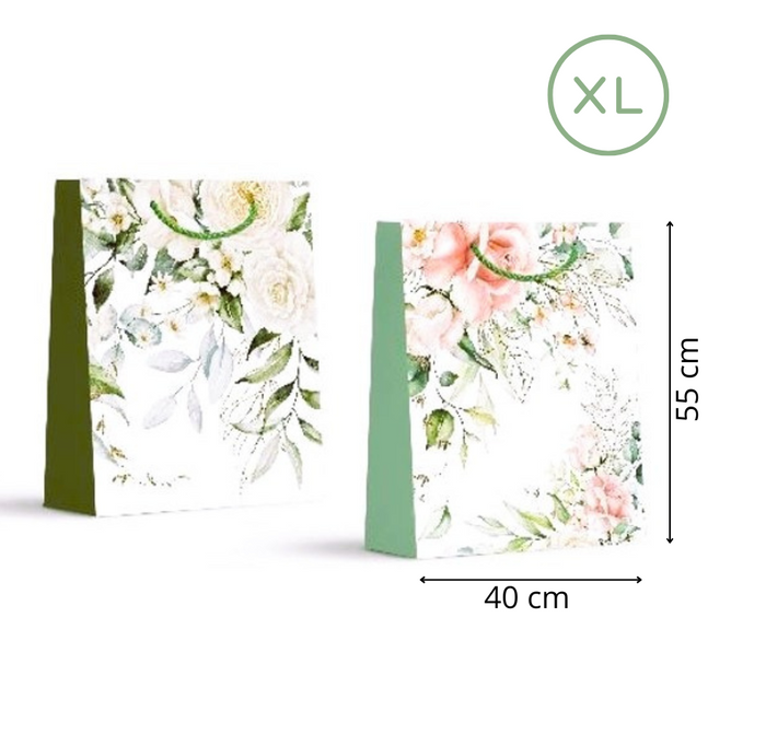 Torebka prezentowa kwiaty i liście Floral XL 55x40x15 cm mix wzorów